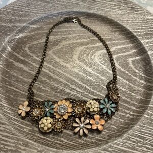 Vintage Floral Necklace with Gold Chain